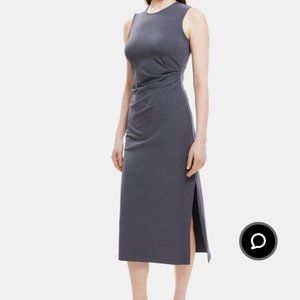 NEW! THEORY Midi Dress in Stretch Cotton Knit - Size Large - BLUE SPRUCE - NWT
